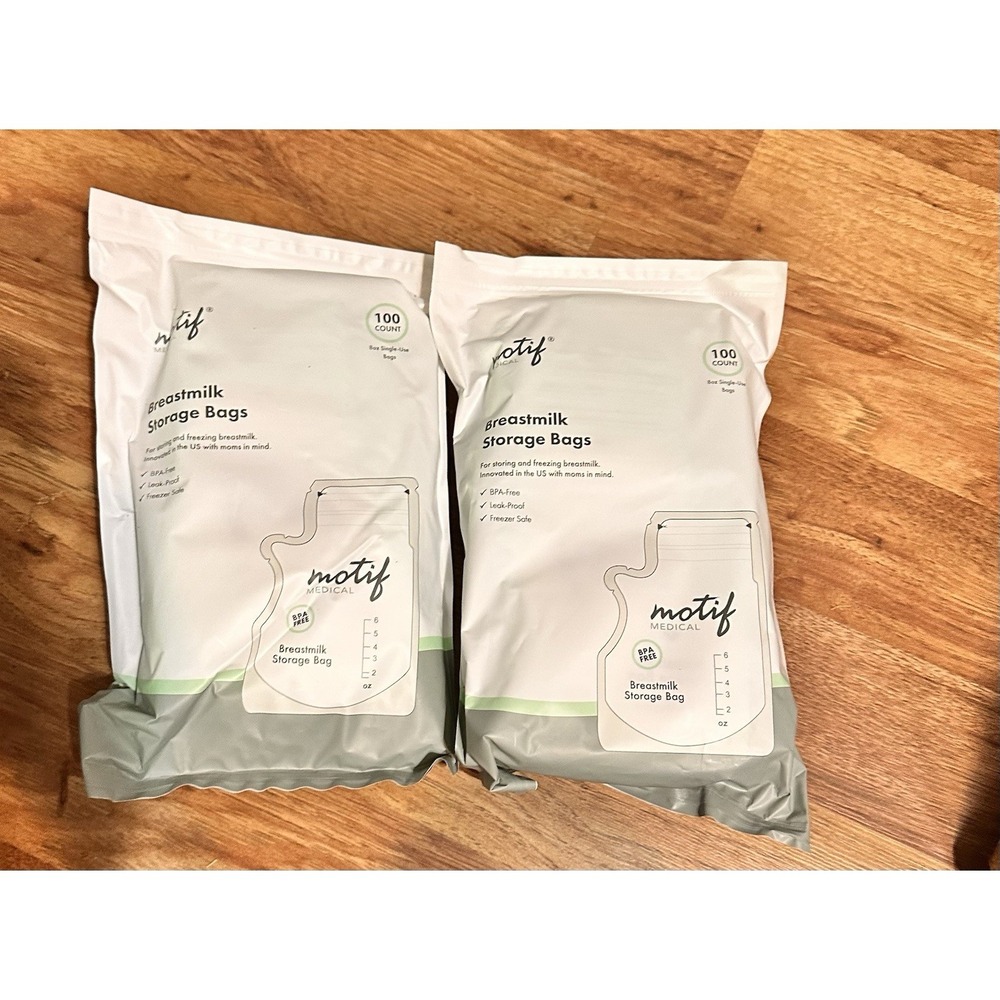 Motif Medical 2 Pk Milk Storage Bags 8 oz Milk  Freezer Bag 100 Pack (200 Total)